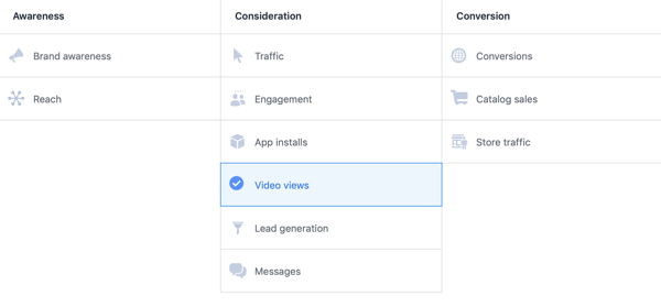 Facebook ThruPlay optimizācija videoreklāmām, 1. darbība.