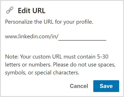 Rediģējiet sava LinkedIn profila URL.