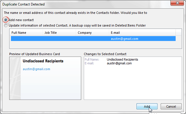 Padariet programmu Outlook redzamu, lai nosūtītu e-pastus neizpaužamiem adresātiem