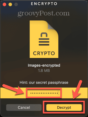 šifrēšanas atšifrēšanas poga