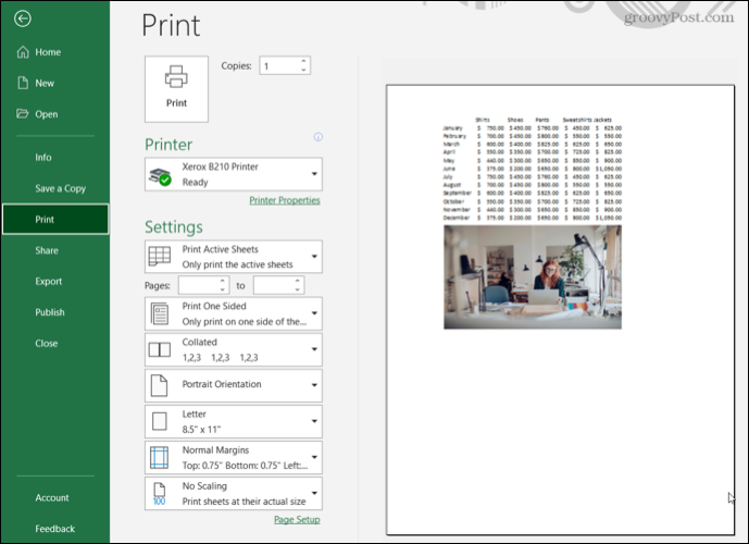 Drukas priekšskatījums bez režģlīnijām programmā Excel 