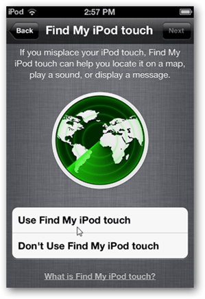 ICloud iestatīšana Atrodiet m Ipod Touch