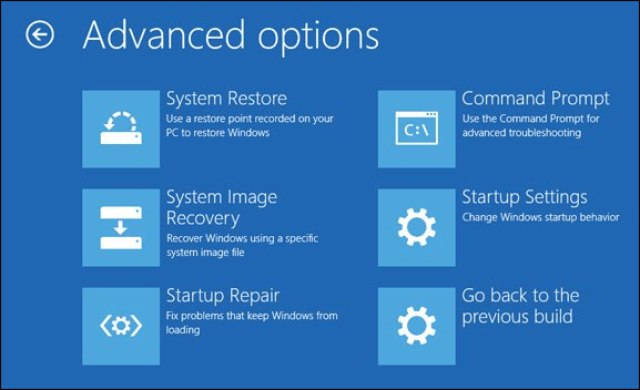 Papildu sāknēšanas opcijas Windows 10