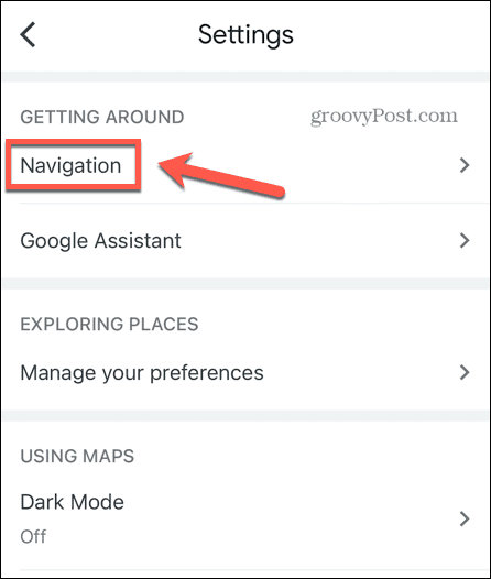 google maps navigācijas iestatījumi