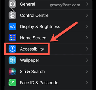 iphone pieejamības izvēlne