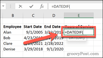 Excel datedif funkcija