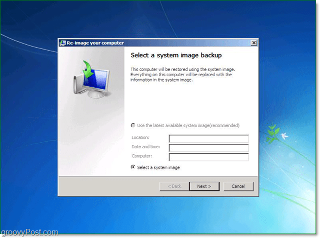 atlasīt jums Windows 7 sistēmas attēla dublējumu