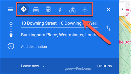 Ceļošanas iespējas pakalpojumā Google Maps