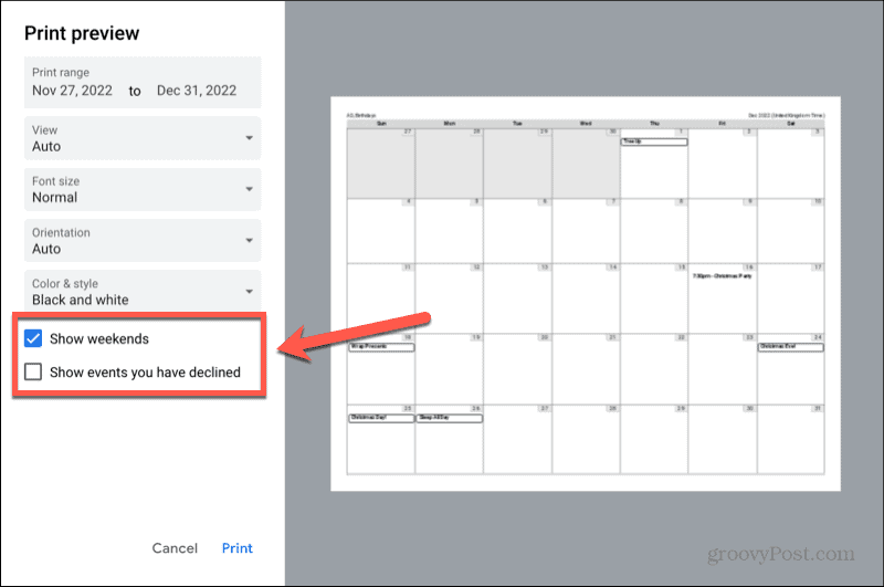 google kalendāra šovs nedēļas nogalēs