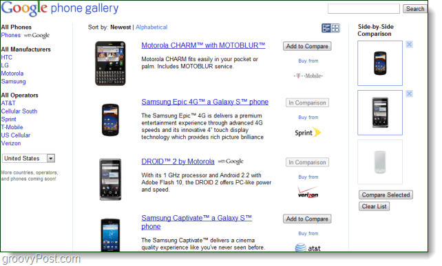 Nexus One vietā Google atver tālruņu galeriju