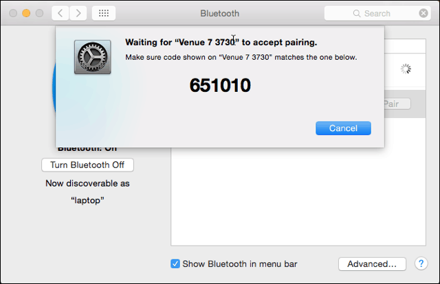 Bluetooth savienošana pārī Mac pusē