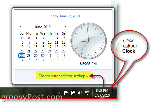 Windows 7 displeja pulkstenis no uzdevumjoslas
