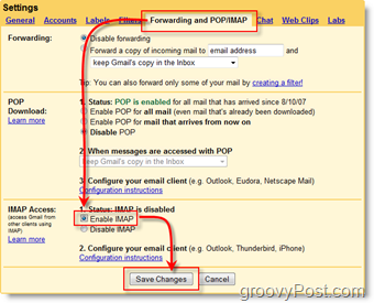 Izmantojiet programmu Outlook 2007 ar GMAIL Webmail kontu, izmantojot iMAP
