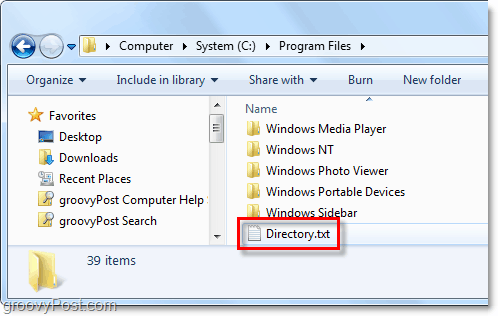jūsu Windows sistēmā tiek izveidots direktorijs.txt fails