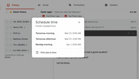 Ieplānojiet Gmail laika darbvirsmu