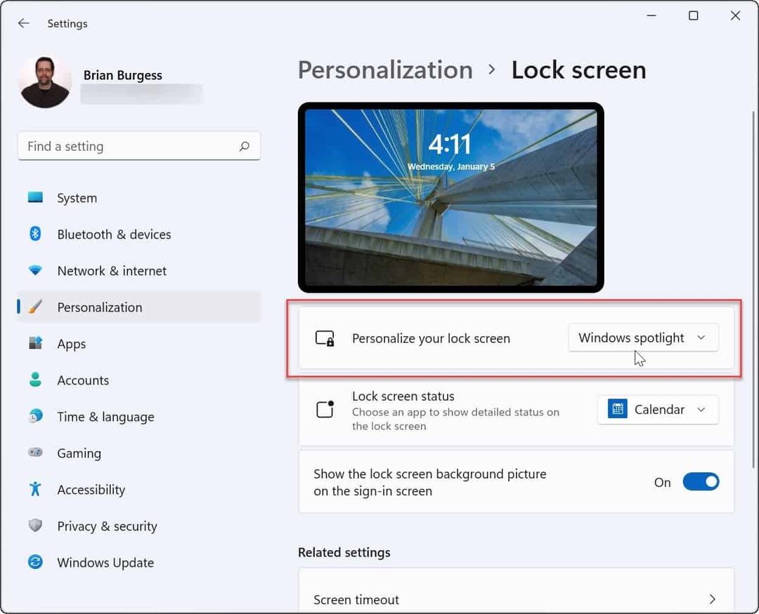 Personalizējiet Windows 11 bloķēšanas ekrānu
