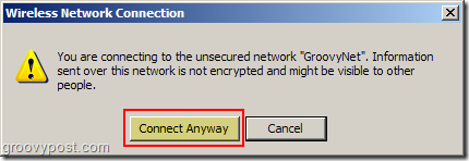 Brīdinājums par Windows XP bezvadu tīkla savienojumu ar nenodrošinātu tīklu: groovyPost.com
