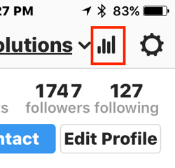 Pieskarieties joslu diagrammas ikonai, lai piekļūtu Instagram ieskatiem.