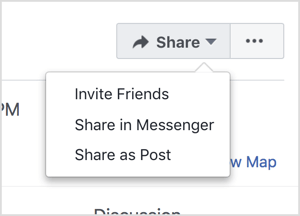 Reklamējiet savu Facebook notikumu, uzaicinot draugus un kopīgojot to, izmantojot Messenger un kā ziņu.