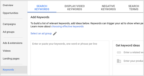 Google Adwords reklāmu kopai pievieno atslēgvārdus