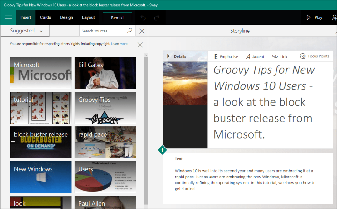 Kā izveidot savu pirmo Microsoft Sway