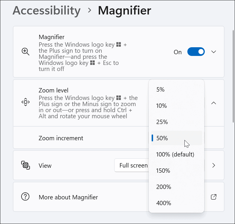 Izmantojiet lupas rīku operētājsistēmā Windows 11