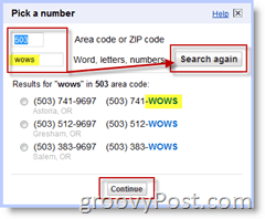Google Voice numura maiņas meklēšana