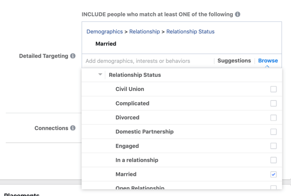 Demogrāfiskās mērķauditorijas atlases iespējas Facebook vadošo reklāmas kampaņai.