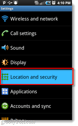 Android atrašanās vietas un drošības iestatījumi