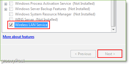 Ekrānuzņēmums - Windows Server 2008 iespējot bezvadu LAN pakalpojuma funkciju