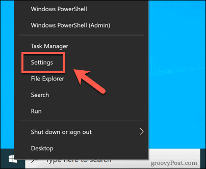 Atverot Windows iestatījumu izvēlni