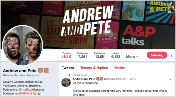 Twitter profils vietnei @andrewandpete.