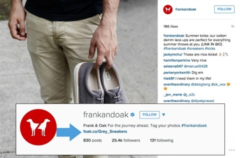 Franka un Ozola piemērs, kā pievienot saites uz jūsu Instagram biogrāfiju