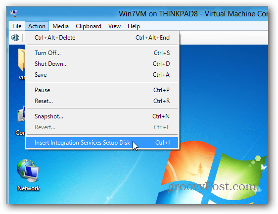 Instalējiet integrācijas pakalpojumus Hyper-V VM operētājsistēmā Windows 8