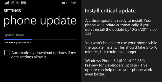 Windows Phone 8-1 kritisks atjauninājums