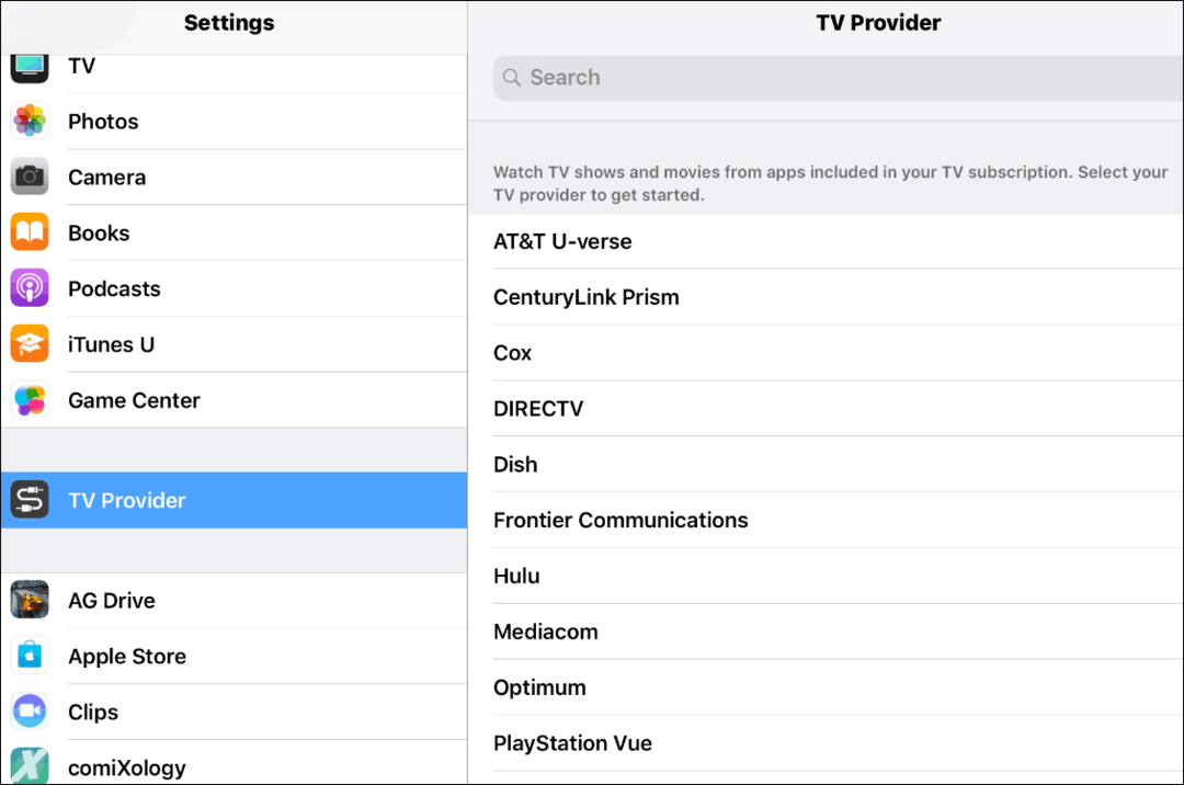 TV nodrošinātājs iOS