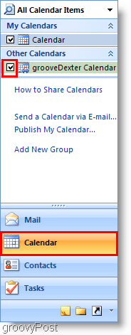 Outlook 2007 kalendāra ekrānuzņēmums - pievienojiet 2. kalendāru