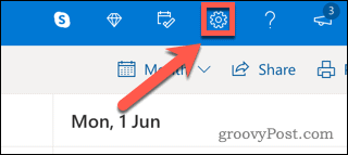 Iestatījumu ikona programmā Outlook