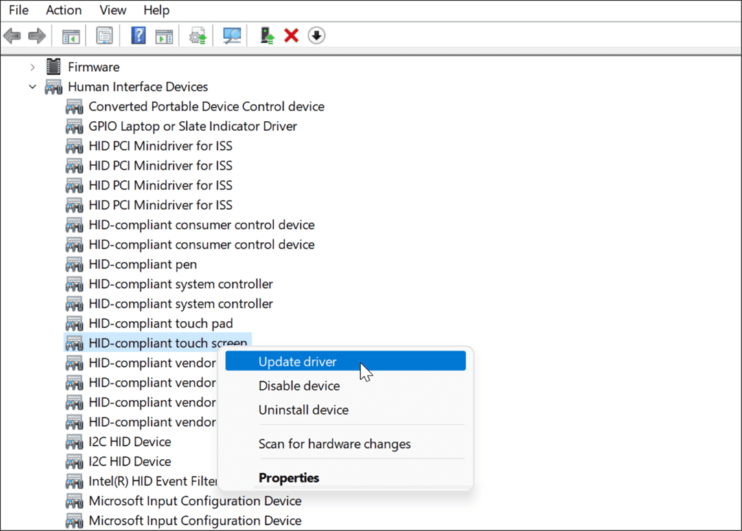 Atjaunināt draiveri Windows 11 skārienekrāns nedarbojas