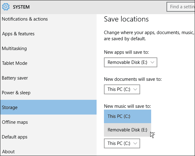 Windows 10: instalējiet lietotnes, mūziku un citas iespējas ārējā krātuvē