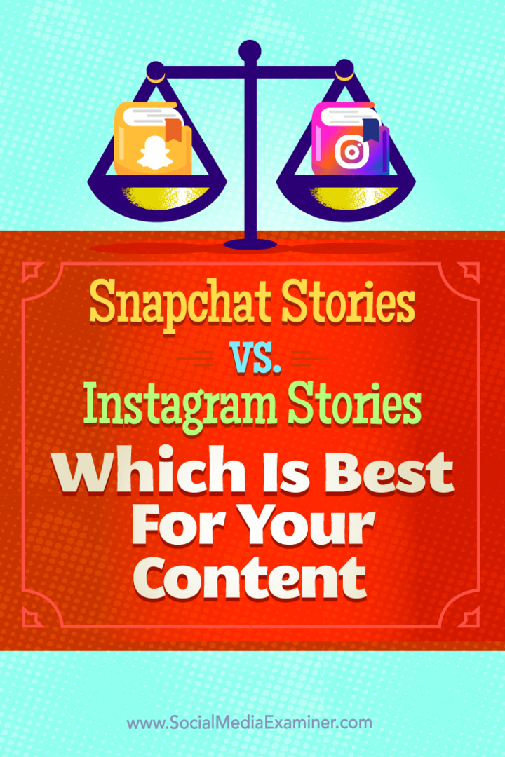 Padomi par atšķirībām starp Snapchat Stories un Instagram Stories un kas vislabāk atbilst jūsu saturam.
