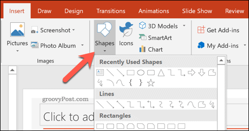 Formas ievietošana PowerPoint prezentācijā