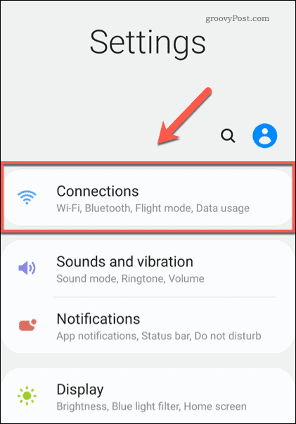 Android iestatījumu savienojumu opcija
