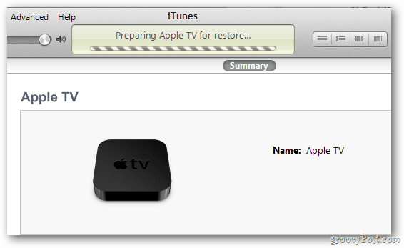 Apple TV atjaunošanas progress