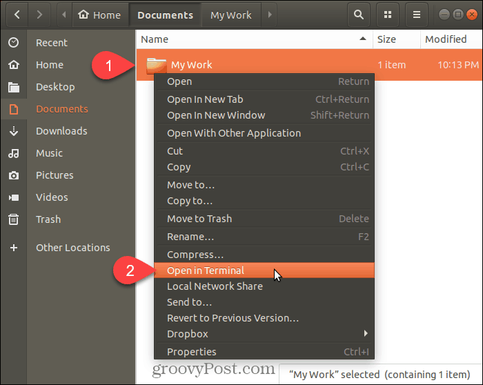 Ubuntu Linux atlasiet Atvērt terminālī