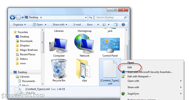 rediģēt docx failus Windows 7