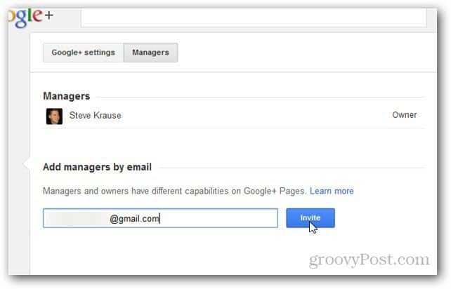 Kā Google+ lapai pievienot administratoru vai pārvaldnieku
