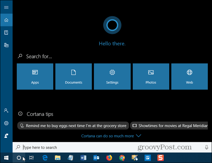 Cortana operētājsistēmā Windows 10