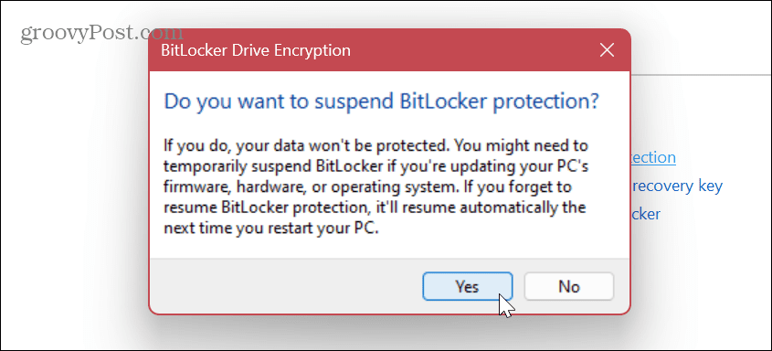 Atspējot vai apturēt BitLocker 