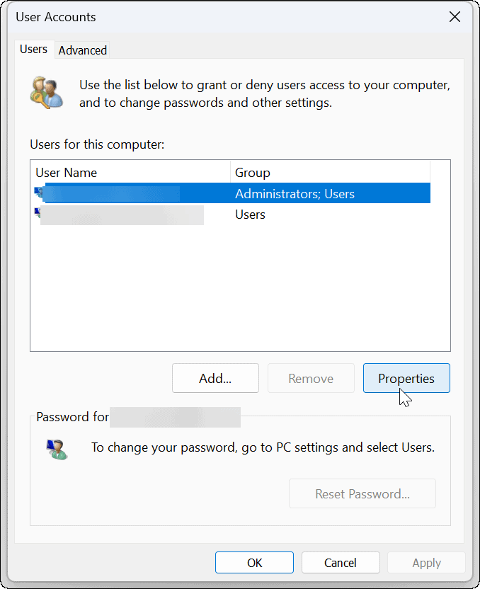 konta rekvizīti Windows 11